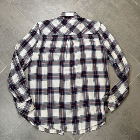 Rails Hunter Plaid Shirt White Teal Merlot Medium Button Down VGUC - Picture 11 of 11